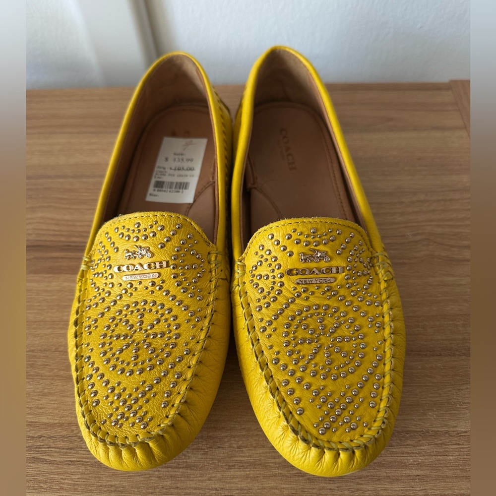 Coach Yellow Studded Loafers